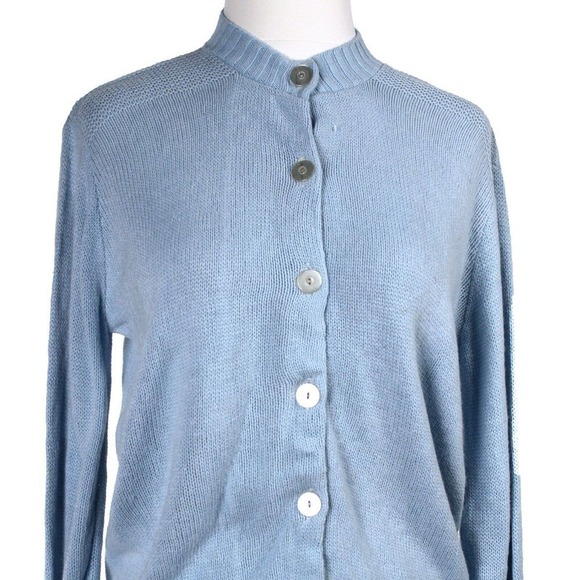 Vintage 50s Baby Blue Long Sleeve Button Up Cardigan Sweater Size XL - Hey Viv - Picture 2 of 7